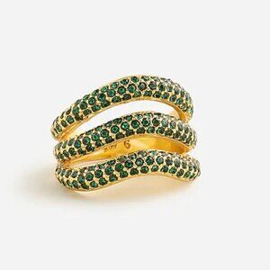 J.Crew Triple Pavé Crystal Ring in Emerald Forest‎ - Size 7